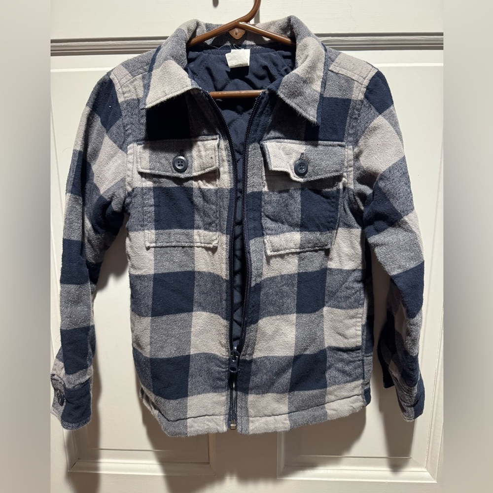 Boys OshKosh B'gosh Blue and Grey Plaid Shirt Jacket
